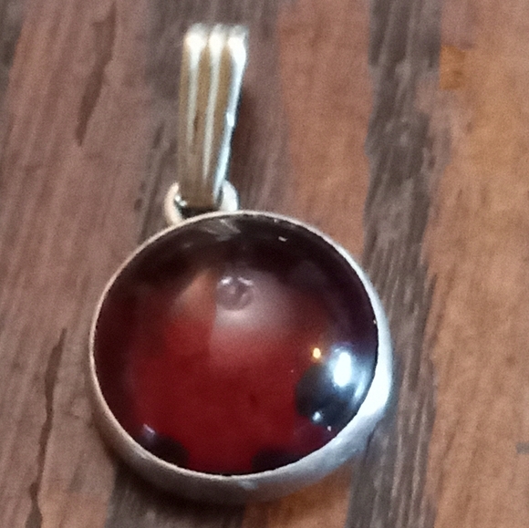 Sterling Silver Baltic Amber Cabochon Pendant - Picture 12 of 15